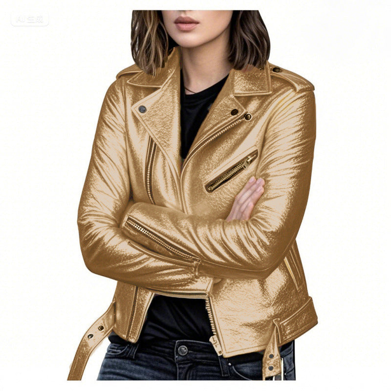 Women’s Short PU Leather Jacket