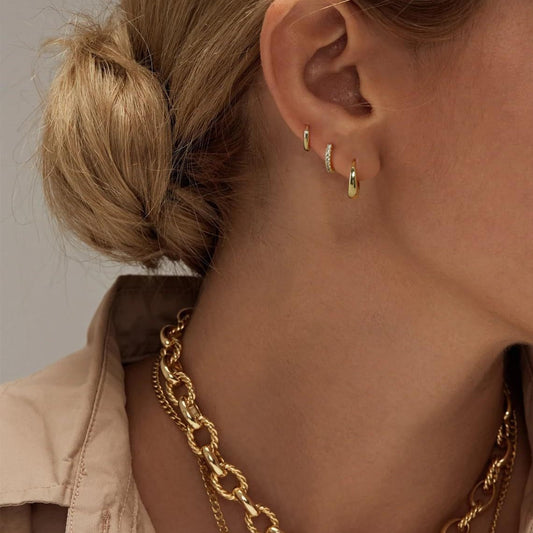 Gold Hoop Earrings 14K Goldwhite Gold Plated Earrings