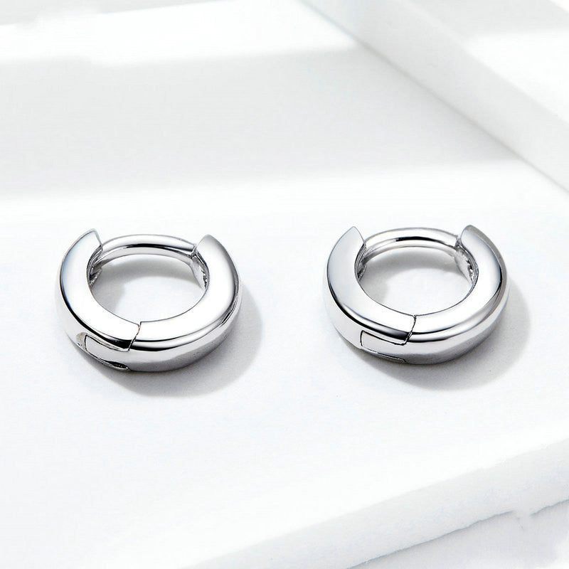 Bamoer 925 Sterling Silver Shiny Small Hoop Earrings