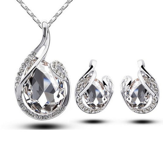 3-Piece Rhinestone Necklace & Earring Set