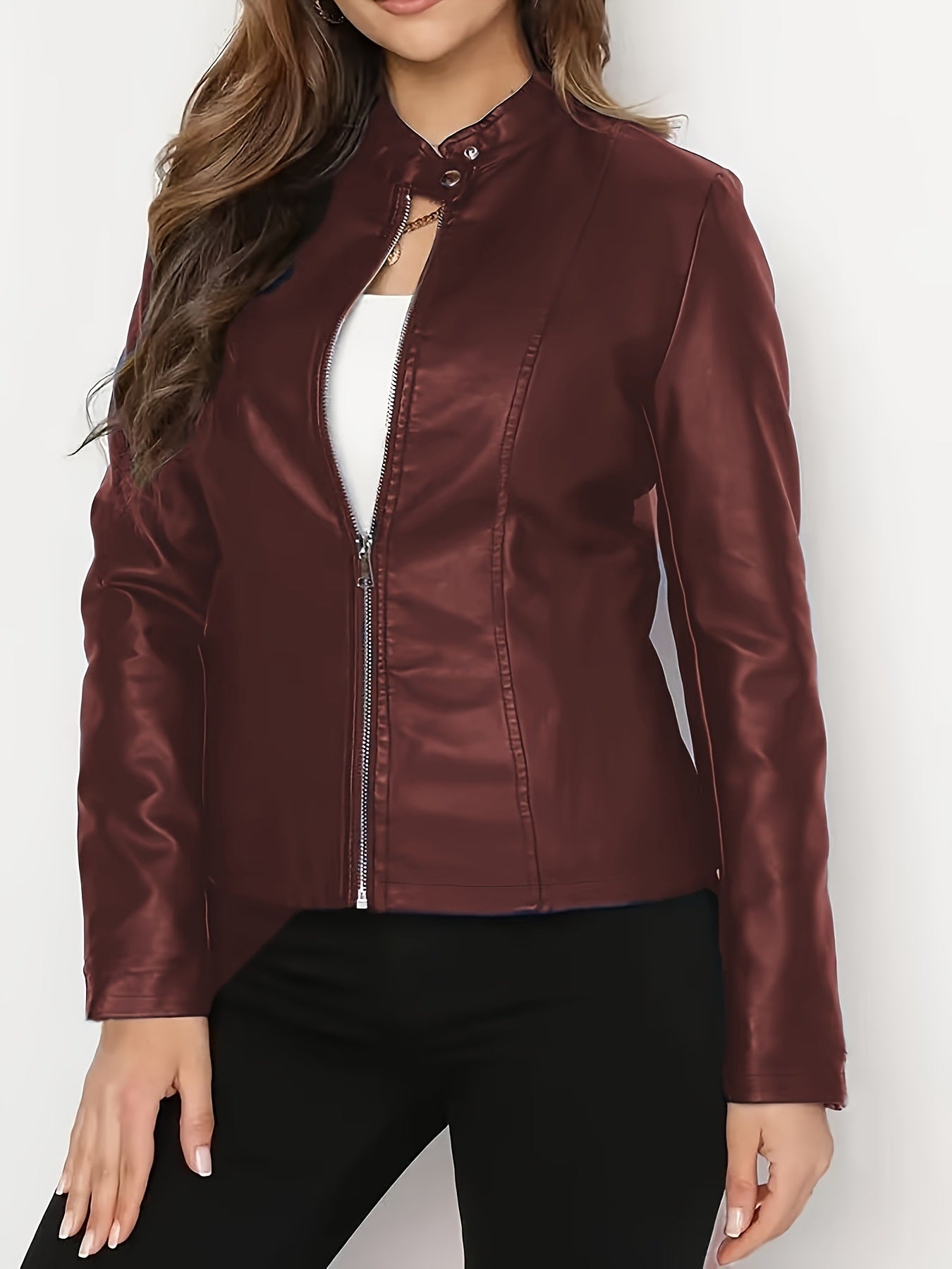 Slim-Fit Short Leather Jacket