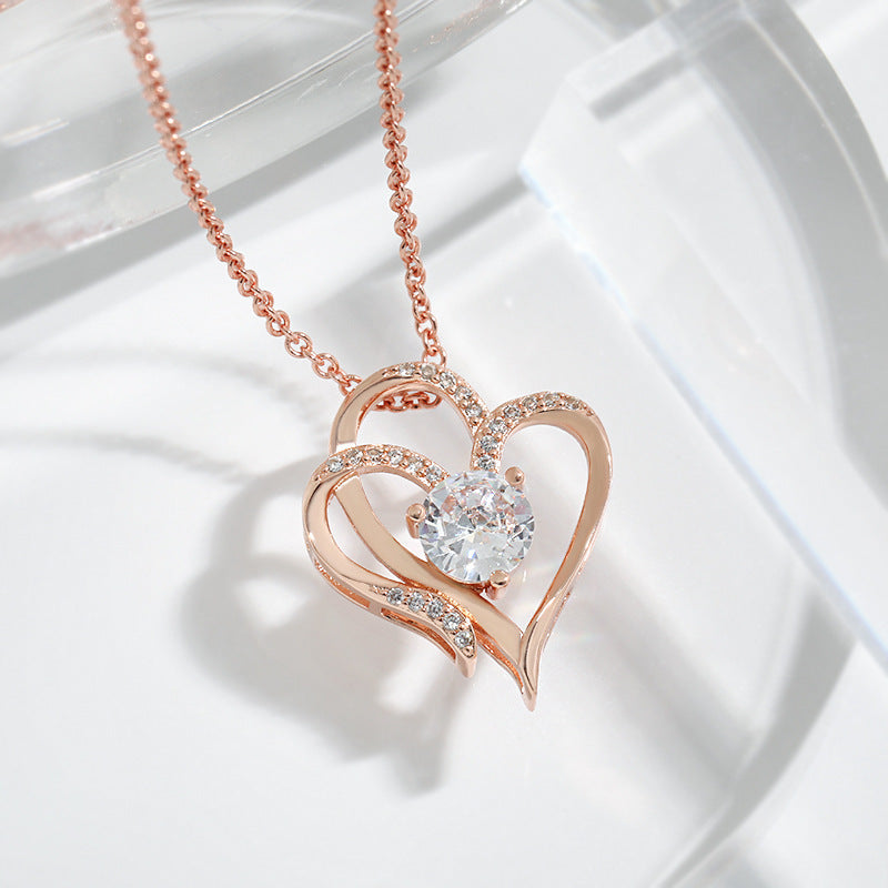Zircon Double Heart Necklace