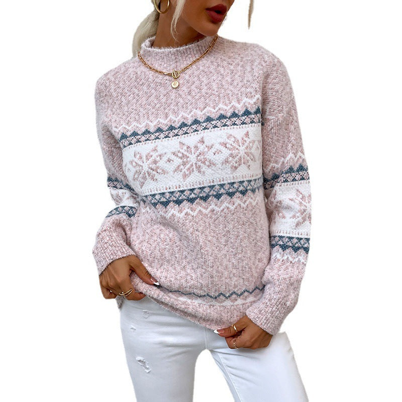 Snowflake Winter Turtleneck Sweater