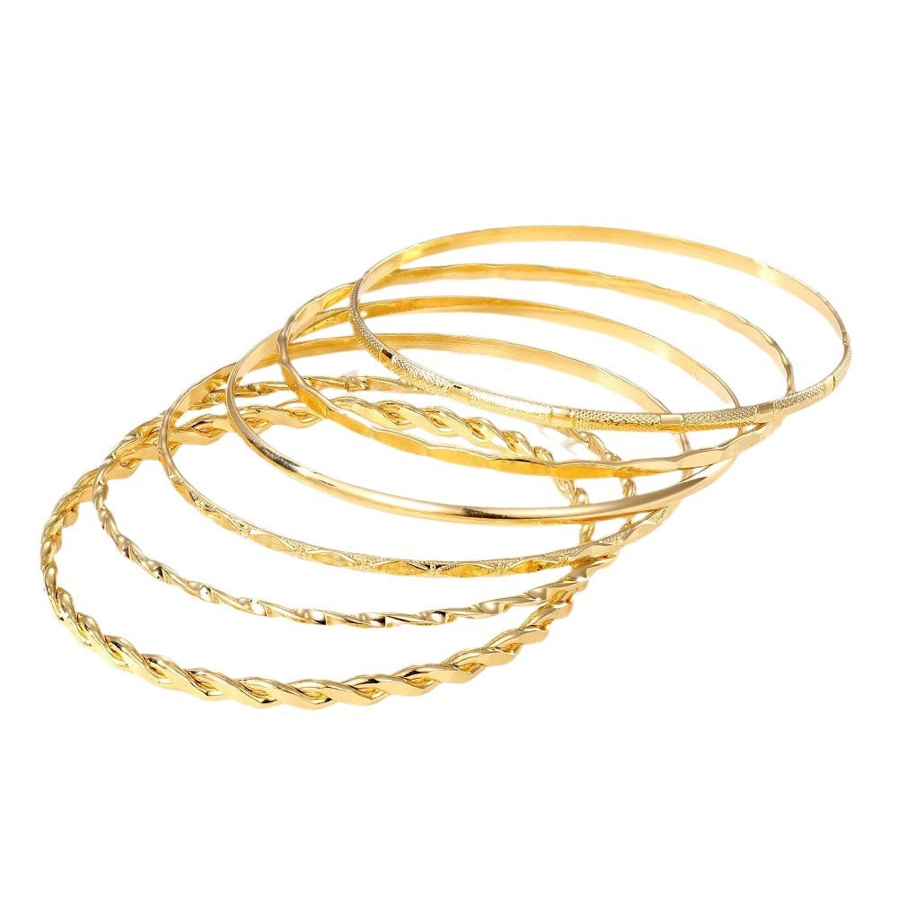 Bohemian Metal Chain Bracelet Set For Women Geometric Gold Color Thick Link Chain Bangle Female Fashion Jewelry