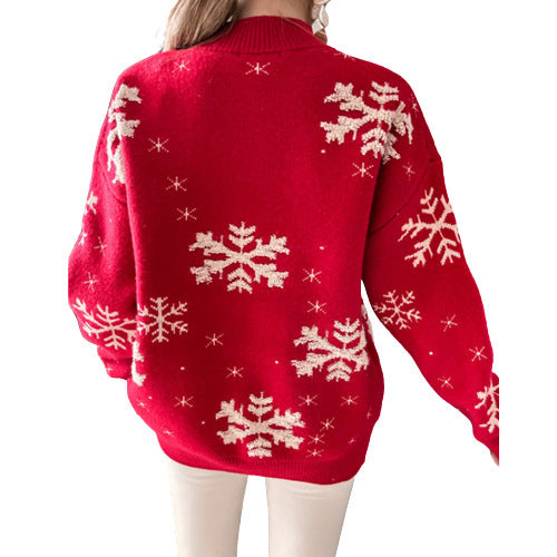 Fluffy Christmas Snowflake Knit Sweater