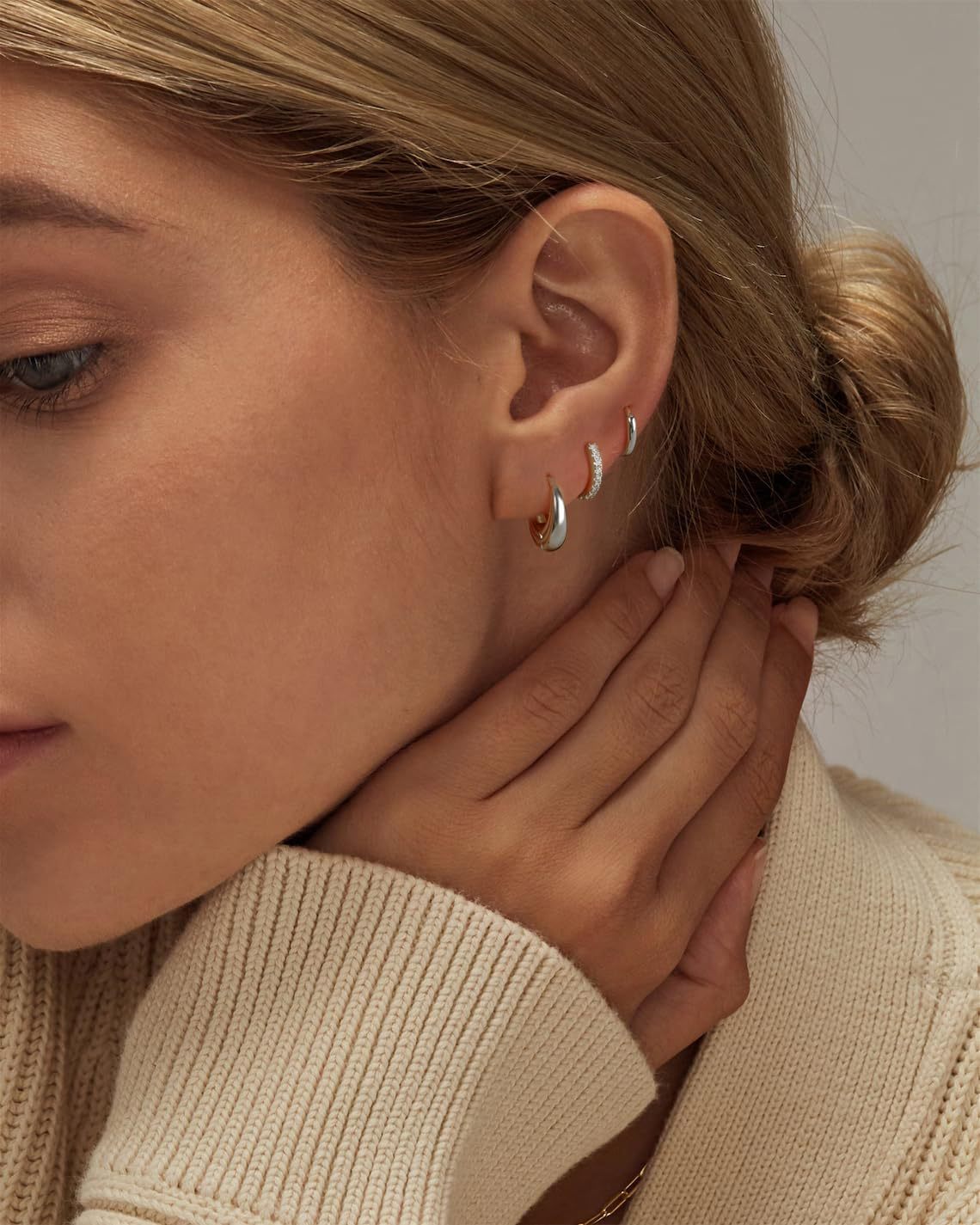 Gold Hoop Earrings 14K Goldwhite Gold Plated Earrings