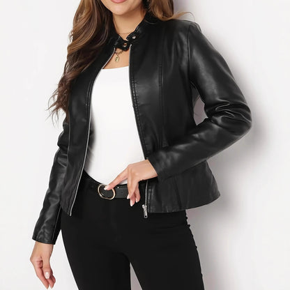Slim-Fit Short Leather Jacket