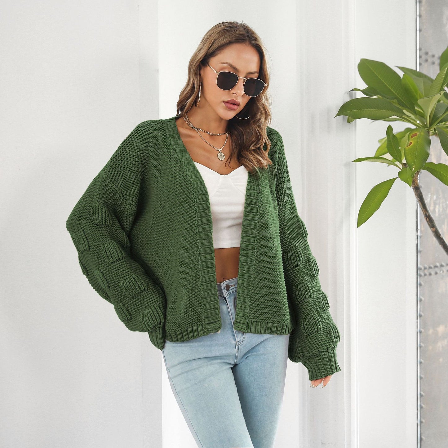 Women’s Puff Sleeve Knit Cardigan