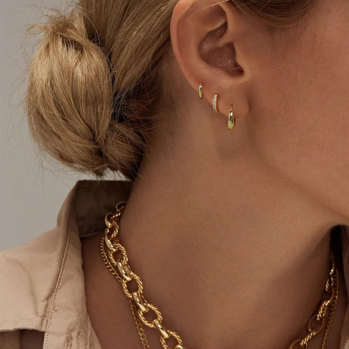 Gold Hoop Earrings 14K Goldwhite Gold Plated Earrings