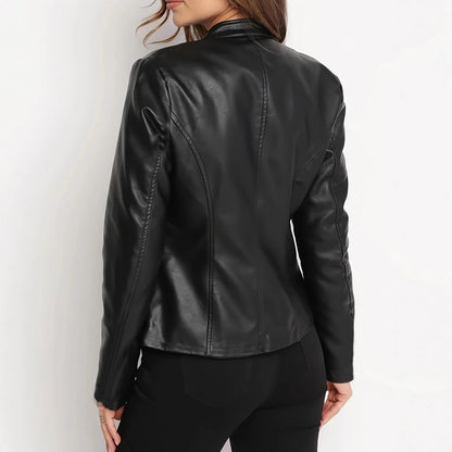 Slim-Fit Short Leather Jacket