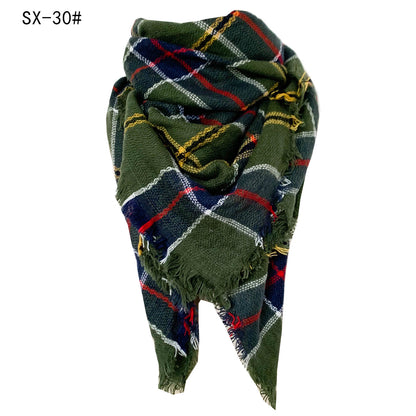 Cashmere-like Colorful Plaid Square Scarf
