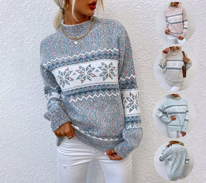 Snowflake Winter Turtleneck Sweater