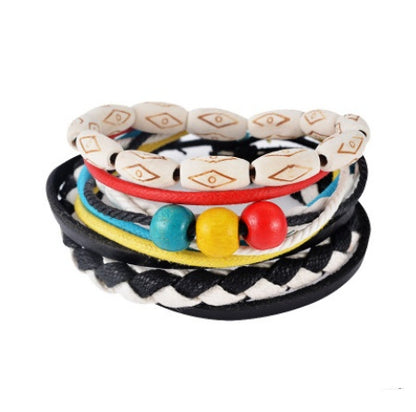 Vintage Leather Bead Wrap Bracelet