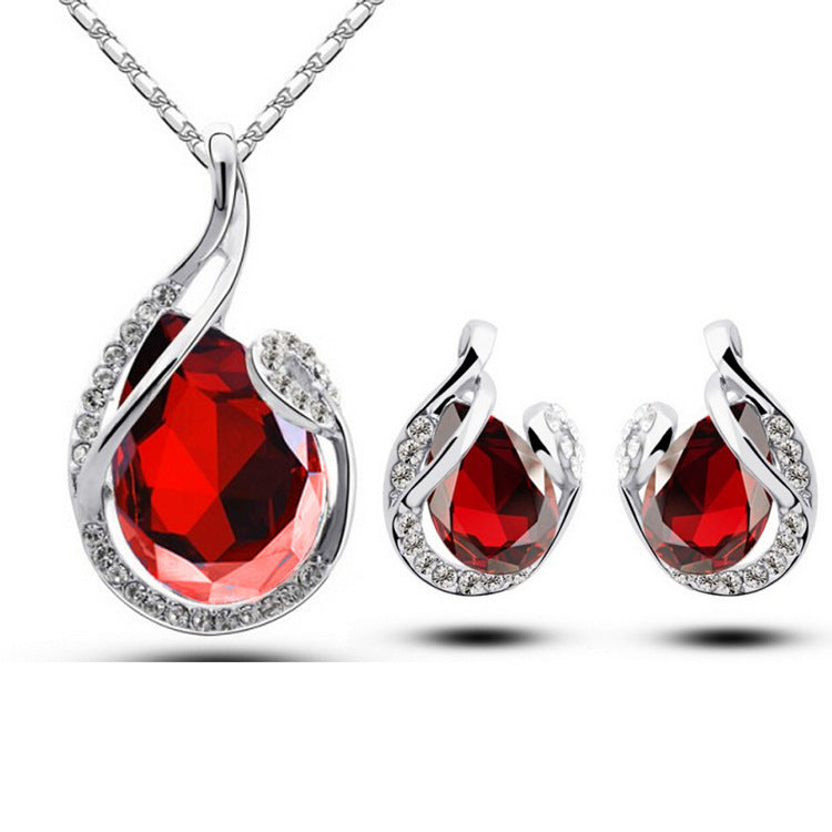 3-Piece Rhinestone Necklace & Earring Set