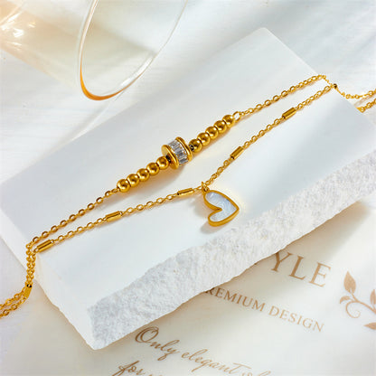 Boho Double-Layer Heart Anklet