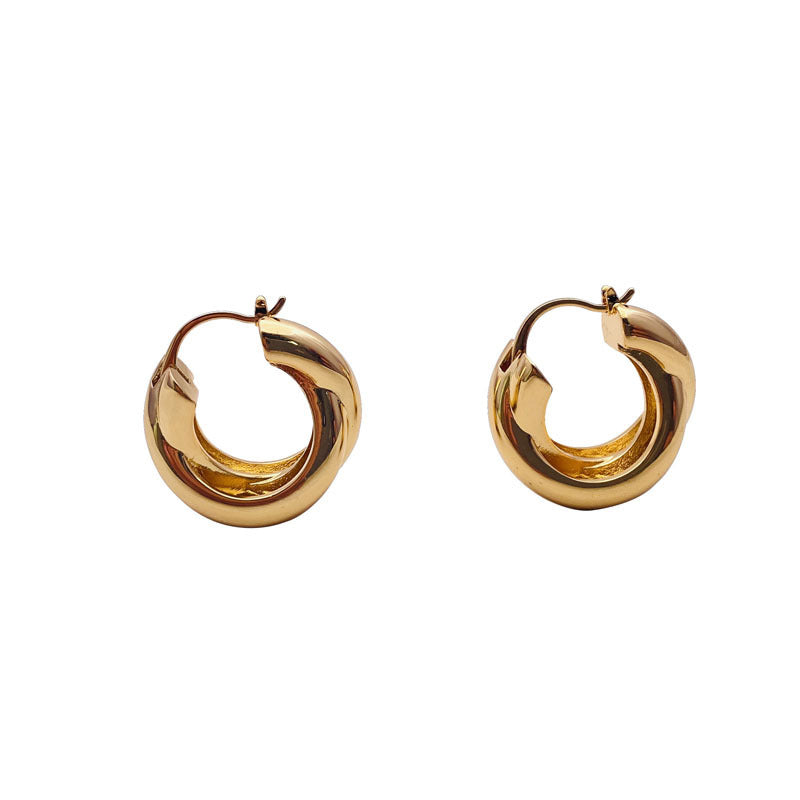 Cross Loop Hoop Earrings Feminine Exaggeration Earrings 18K Gold Plated Indifference Earrings