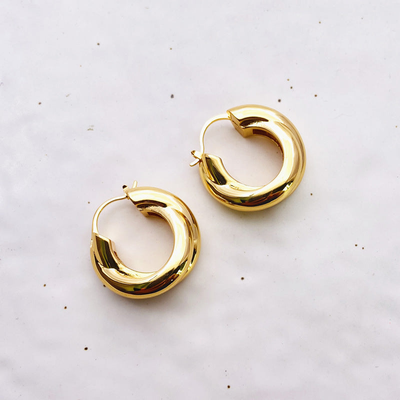 Cross Loop Hoop Earrings Feminine Exaggeration Earrings 18K Gold Plated Indifference Earrings