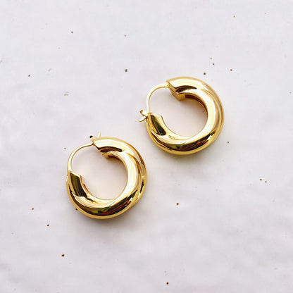 Cross Loop Hoop Earrings Feminine Exaggeration Earrings 18K Gold Plated Indifference Earrings