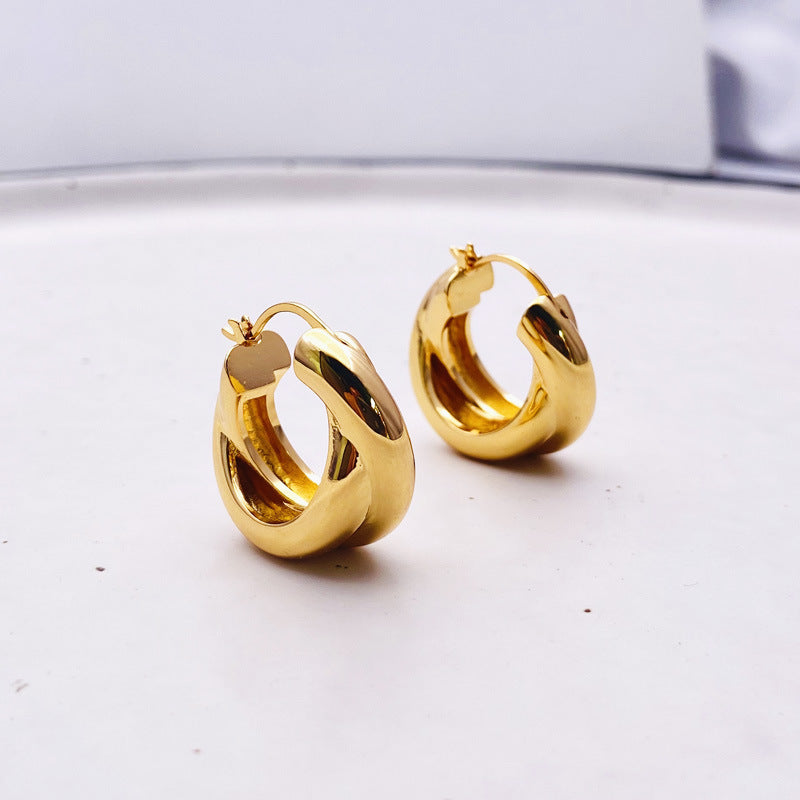 Cross Loop Hoop Earrings Feminine Exaggeration Earrings 18K Gold Plated Indifference Earrings