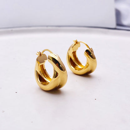 Cross Loop Hoop Earrings Feminine Exaggeration Earrings 18K Gold Plated Indifference Earrings