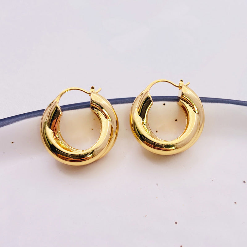 Cross Loop Hoop Earrings Feminine Exaggeration Earrings 18K Gold Plated Indifference Earrings