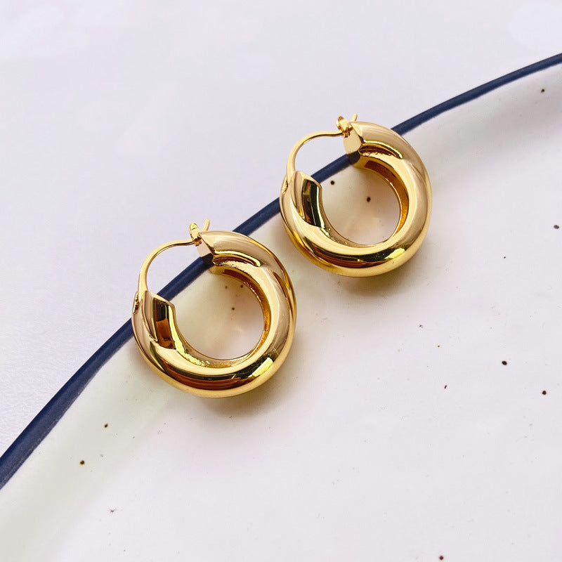 Cross Loop Hoop Earrings Feminine Exaggeration Earrings 18K Gold Plated Indifference Earrings