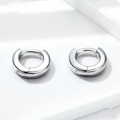Bamoer 925 Sterling Silver Shiny Small Hoop Earrings
