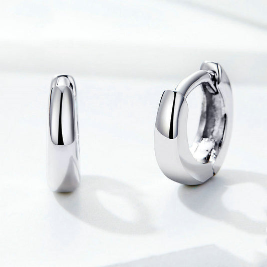 Bamoer 925 Sterling Silver Shiny Small Hoop Earrings