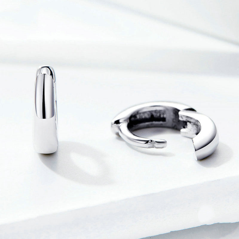 Bamoer 925 Sterling Silver Shiny Small Hoop Earrings