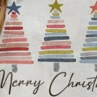 Christmas Women's Round Neck Sweater 3D Printed Christmas Tree Pattern