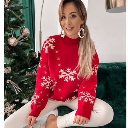Fluffy Christmas Snowflake Knit Sweater