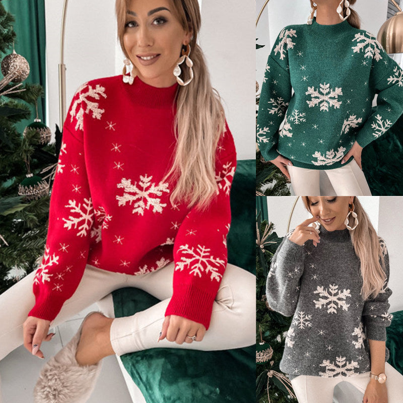 Fluffy Christmas Snowflake Knit Sweater