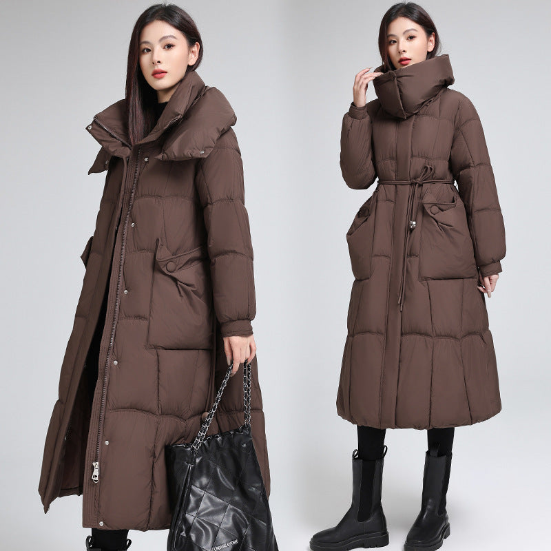 Knee-Length Padded Cotton Coat