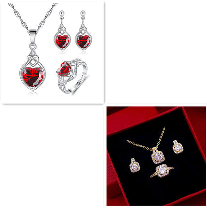 Zircon Pendant Necklace & Earring Set