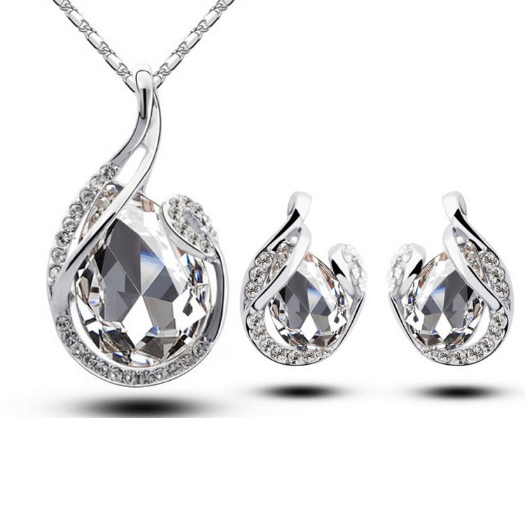 3-Piece Rhinestone Necklace & Earring Set
