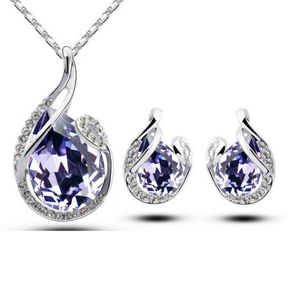3-Piece Rhinestone Necklace & Earring Set