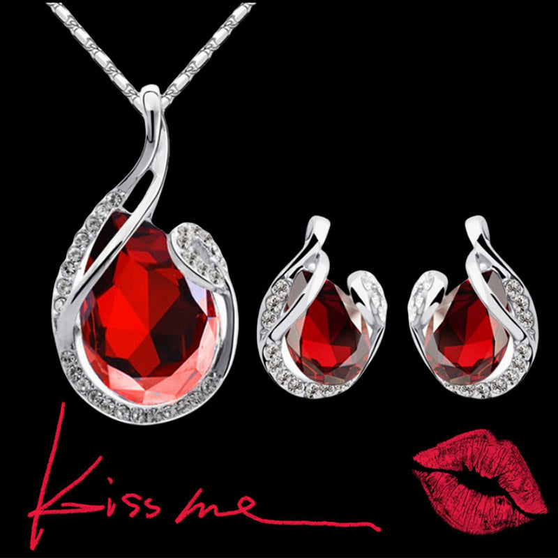 3-Piece Rhinestone Necklace & Earring Set