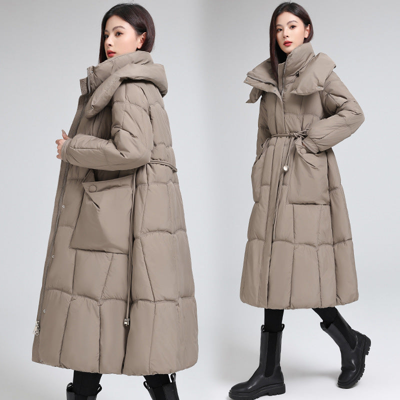 Knee-Length Padded Cotton Coat