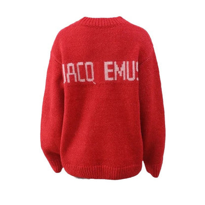 Women's Knitwear Comfort And Casual Printed Long Sleeve Round Neck Sweater