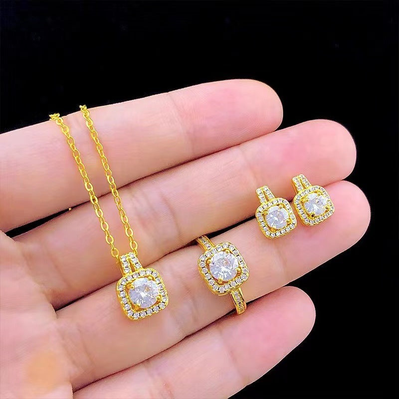 Zircon Pendant Necklace & Earring Set