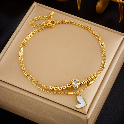 Boho Double-Layer Heart Anklet
