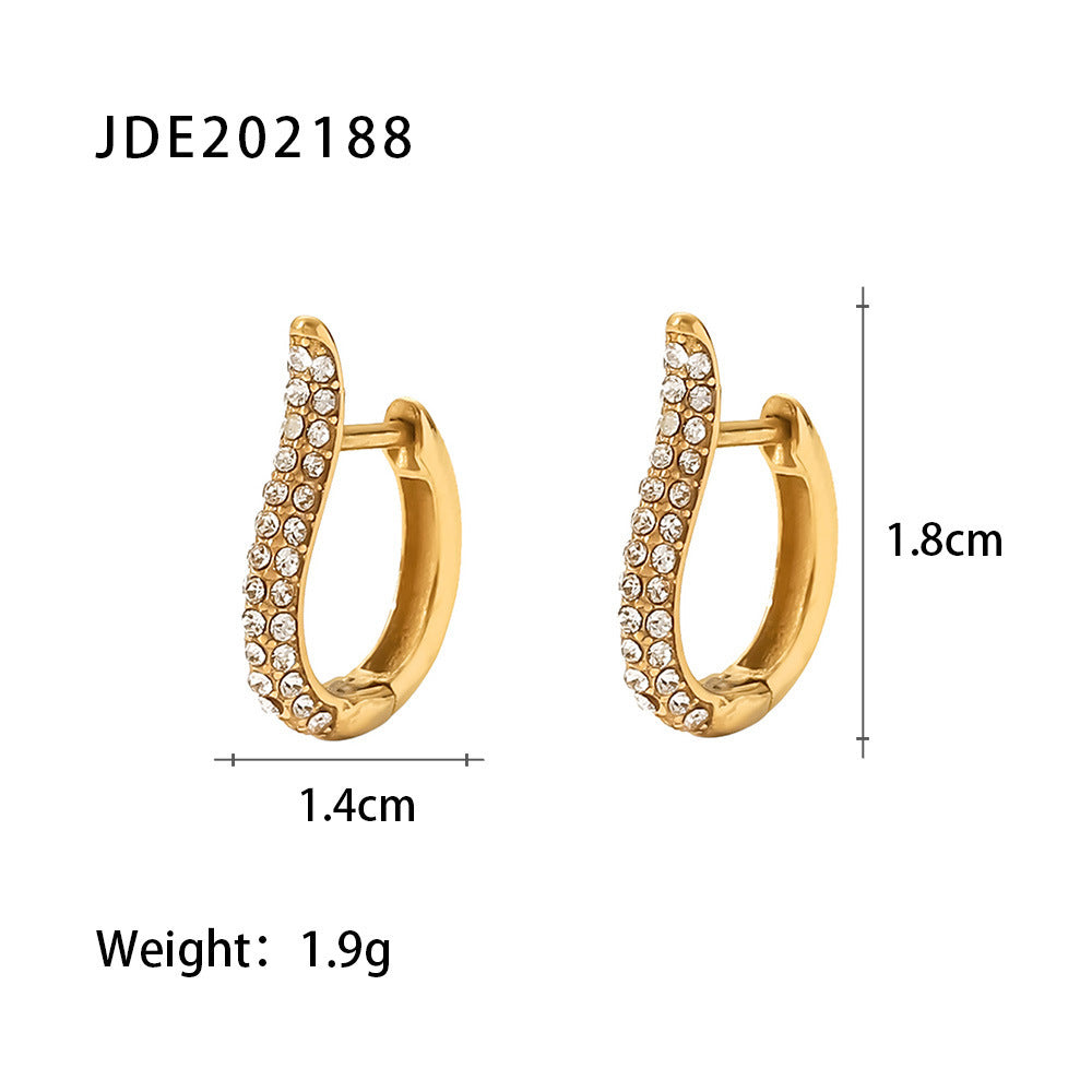 New Fashion Wild 18K Gold Plated White Square Crystal Zircon Hoop Earrings