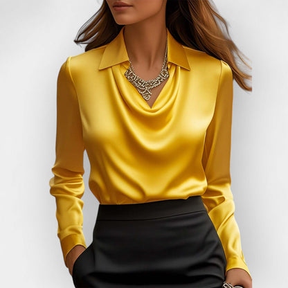 Elegant Satin Swing Collar Blouse