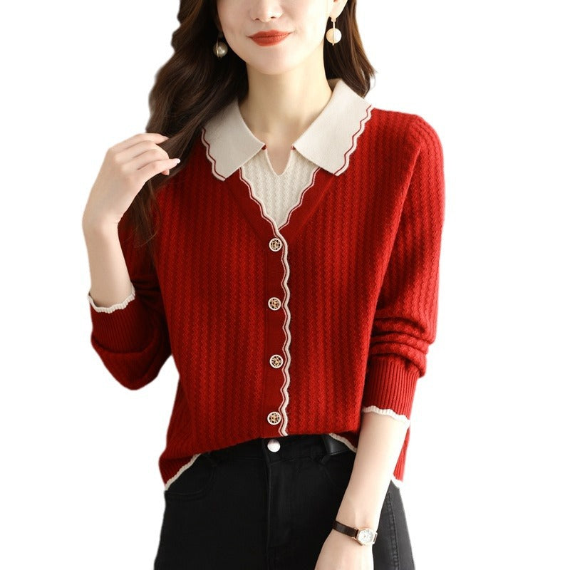 Fake Two-piece Knitted Sweaters Top For Women