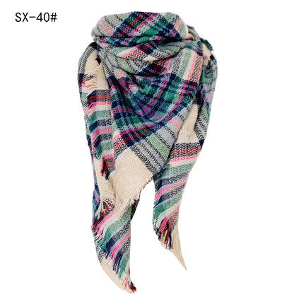 Cashmere-like Colorful Plaid Square Scarf