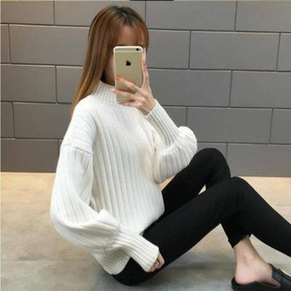 Turtleneck Sweater Spring And Autumn Pullover Loose Winter Knit