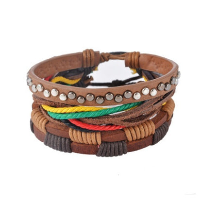 Vintage Leather Bead Wrap Bracelet