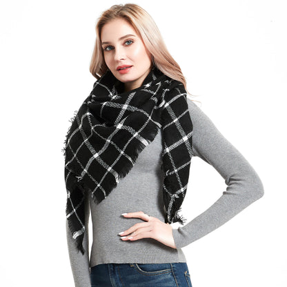 Cashmere-like Colorful Plaid Square Scarf