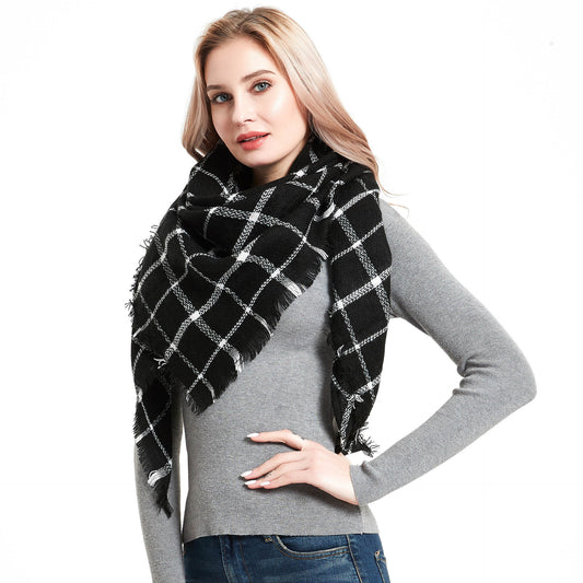 Cashmere-like Colorful Plaid Square Scarf