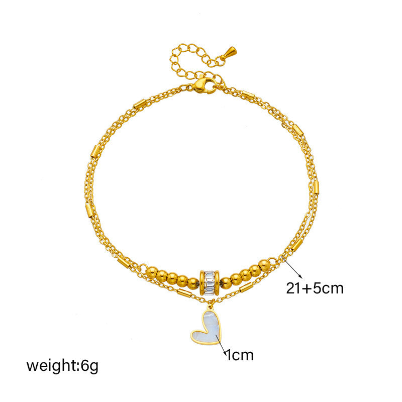 Boho Double-Layer Heart Anklet